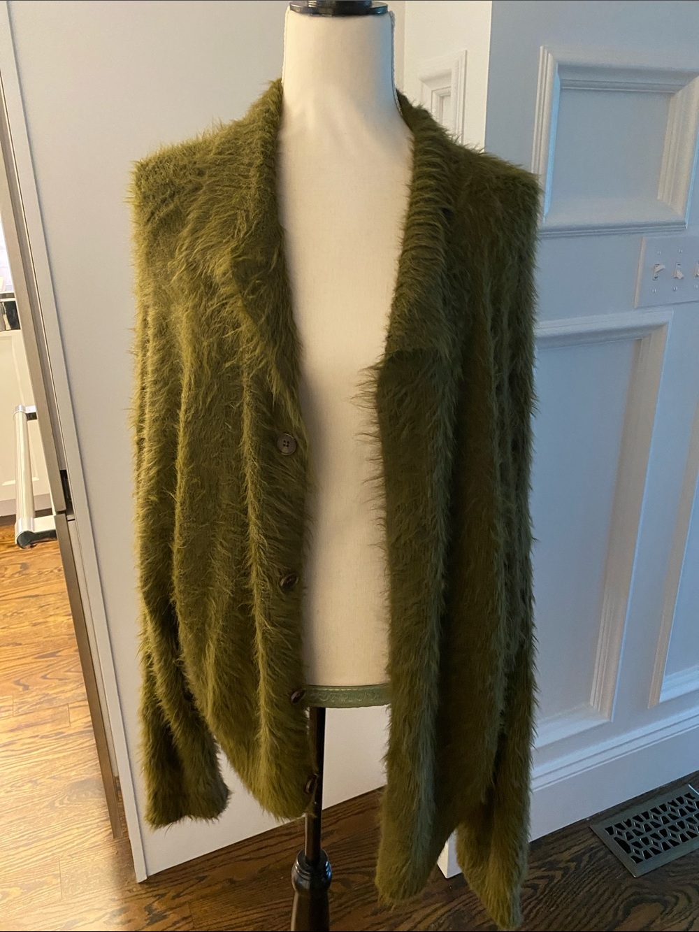 Cozy Olive Green Fuzzy Button Cardigan